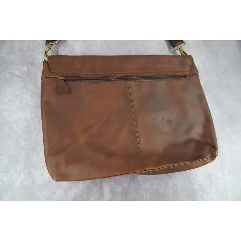 Handmade Brown Genuine Leather Messenger Bag Laptop Satchel Briefcase